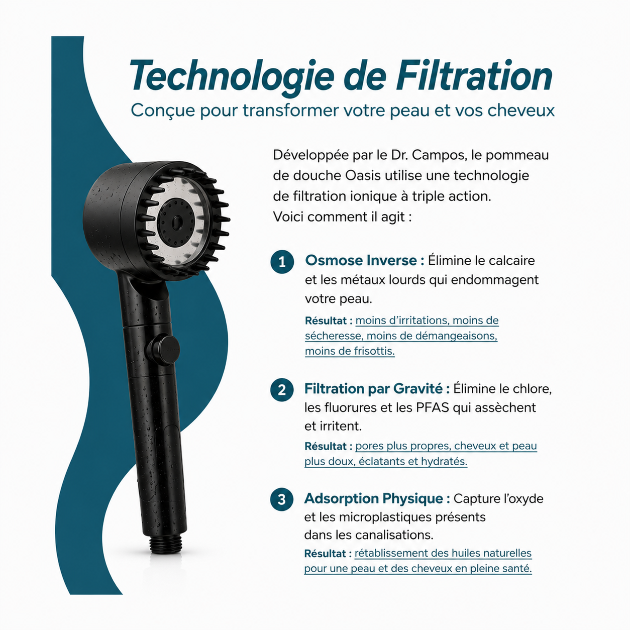 Pommeau de douche a filtre