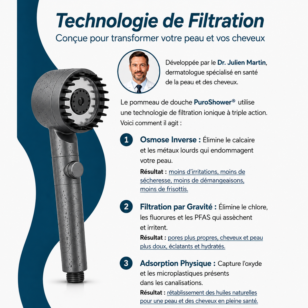 Pommeau de douche a filtre