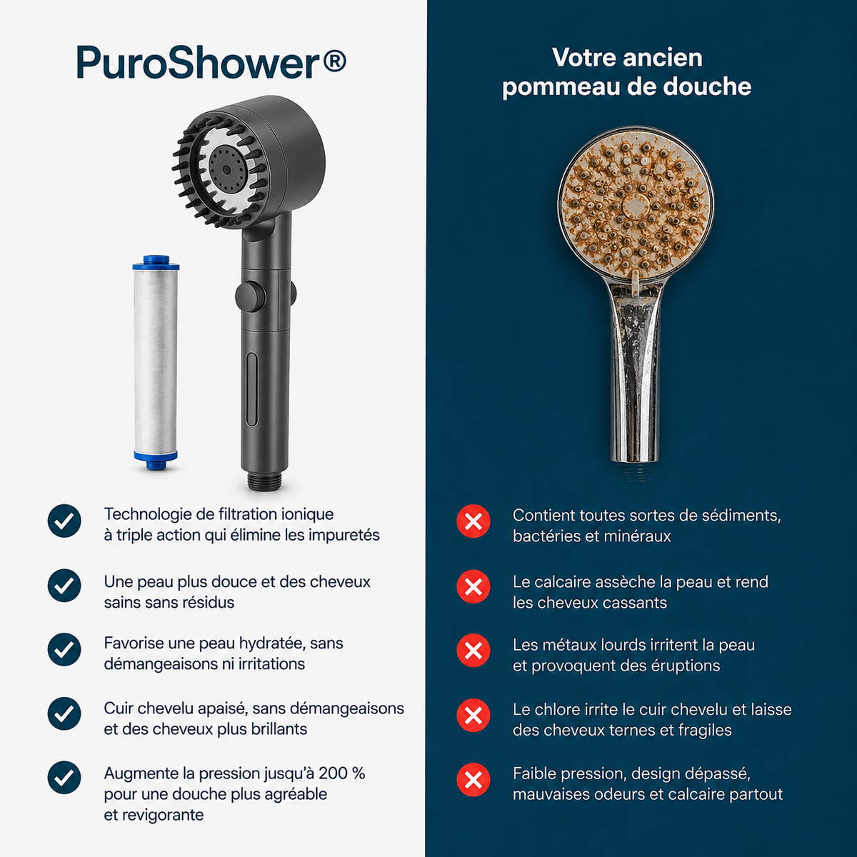 Pommeau de douche a filtre